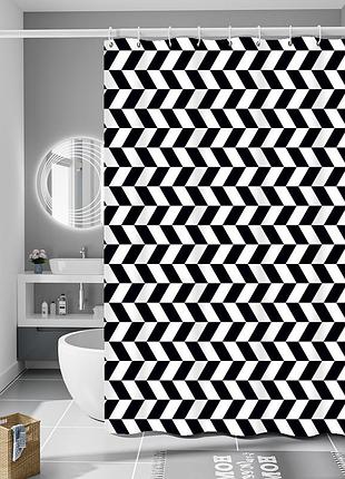 Шторка для ванни з поліестеру водонепроникна bathlux 180x180 см з кільцями, фіранка для ванної кімнати