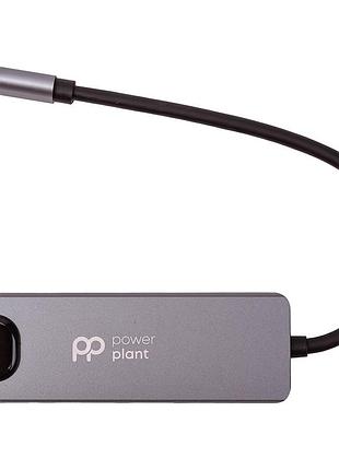 Перехідник powerplant type-c - 2xusb 3.0, type-c usb 3.1, gigabit ethernet