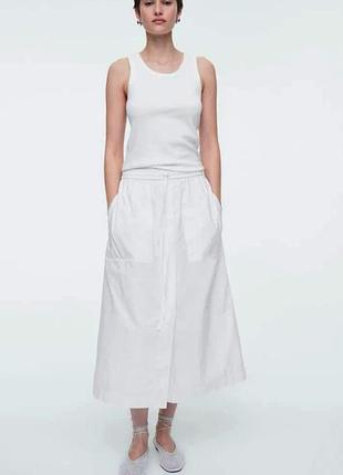 Cos drawstring midi skirt хлопковая юбка /0000h/
