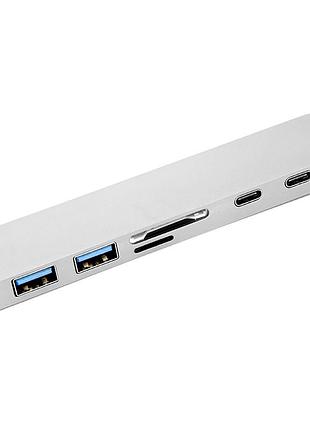 Usb-хаб powerplant type-c - hdmi 4k, usb 3.0, usb type-c, sd, microsd