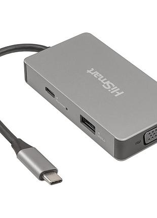 Usb-хаб hismart usb type-c - 2x hdmi, 1x vga, 1x usb type-a, 1x usb type-c pd60w