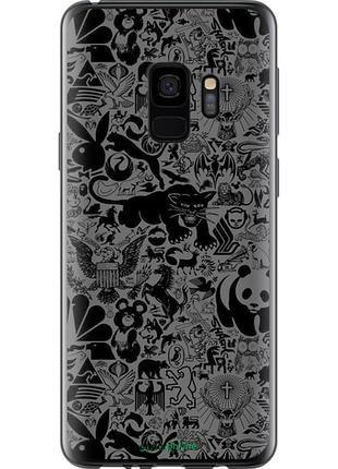 Чехол на samsung galaxy s9 чёрно-серый стикер бомбинг "2432u-1355-8094", чехол для телефона
