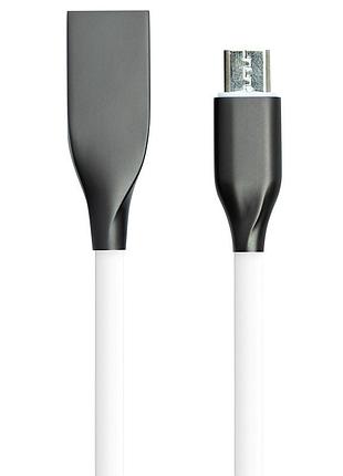 Кабель powerplant usb - microusb, 2м, силікон, білий