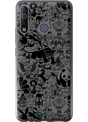 Чехол на tecno camon 12 air cc6 чёрно-серый стикер бомбинг "2432u-2389-8094", чехол для телефона