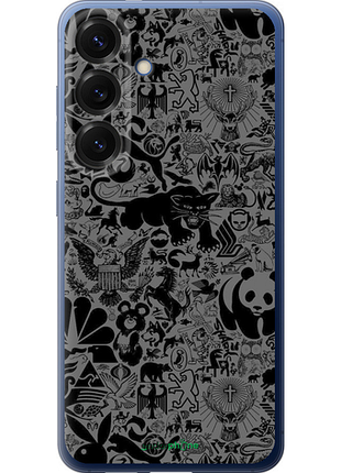 Чехол на samsung galaxy s25 plus чёрно-серый стикер бомбинг "2432u-3826-8094", чехол для телефона