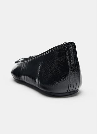 Шкіряні балетки з бантом zara 5