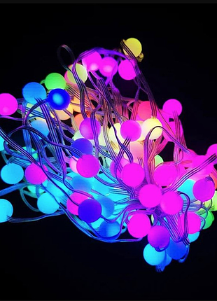 Гірлянда розумна світлодіодна музична 200led 20 метром кульки multi rgb різнокольорові usb керування від