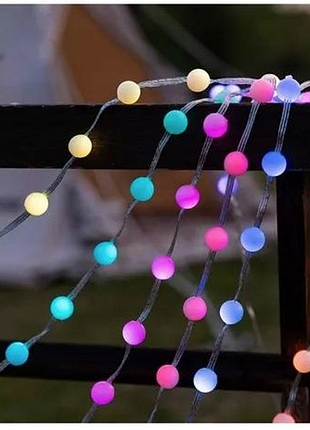 Гірлянда розумна світлодіодна музична 100led 10 метром кульки multi rgb різнокольорові usb керування від