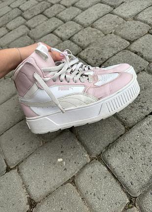 Кросівки жіночі puma рожеві, білі на платформі