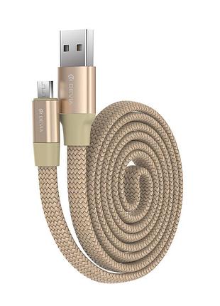 Кабель devia ring y1 microusb 2.4a 0.8m золотий