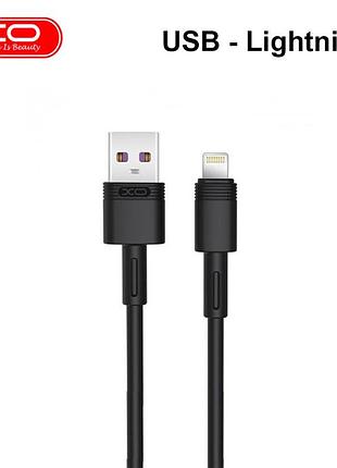 Кабель usb xo nb-q166 5a usb - lightning 1м, провід для заряджання телефону чорний