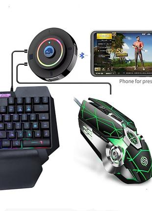 Мобільний ігровий bluetooth 5.1 адаптер з ігровою клавіатурою та мишкою union sundy pubg mobile м16