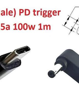 Кабель-переходник триггер pd 18-20v type-c (max 5a, 100w) на 4.0x1.35mm 1m з usb type-c (male) power delivery
