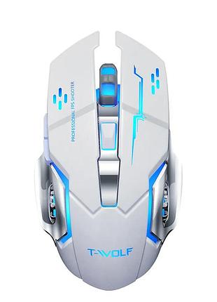 Мышь беспроводная, бесшумная игровая t-wolf q13 с аккумулятором и подсветкой 2,4g+bluetooth