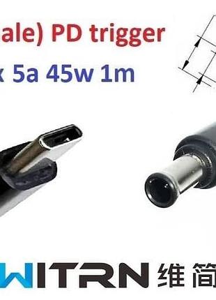 Переходник для роутера 9v (3a, 27w) 6.0x4.4 or 6.5x4.0mm (+pin) 1m з usb type-c (male) power delivery pd