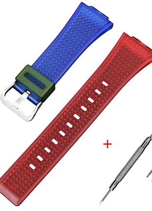 Ремінець для casio g-shock ga-100/110 transl-red-blue si, ремінці для годинників