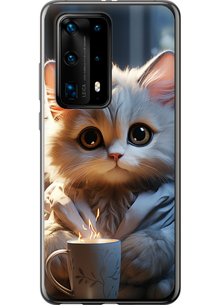 Чехол на huawei p40 pro plus белый кот "5646u-1917-851"
