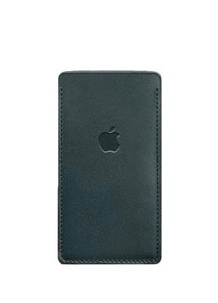 Кожаный чехол для iphone 12 зеленый краст 3