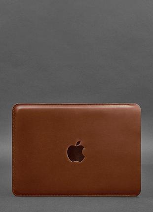 Кожаный чехол для macbook 14 дюйм светло-коричневый crazy horse