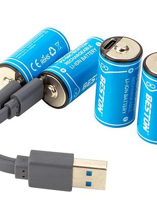 Акумулятор beston usb type-c rcr123a 3.0v, 2100mwh, li-ion, 4 шт