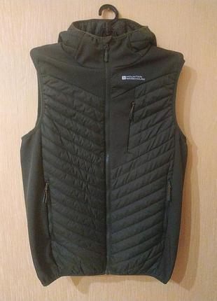 Жилетка чоловіча стьобана mountain warehouse з капюшоном р.м хакі на сінтапоні