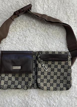 Поясна сумка бананка унісекс в стилі gucci double pocket (копія) вінтажна сумка