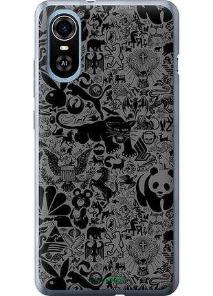 Чохол на zte blade a31 plus чорно-сірий стикер бомбінг "2432u-2637-8094", чохол для телефона