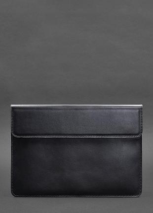 Шкіряний чохол-конверт на магнітах для macbook 14 темно-синій