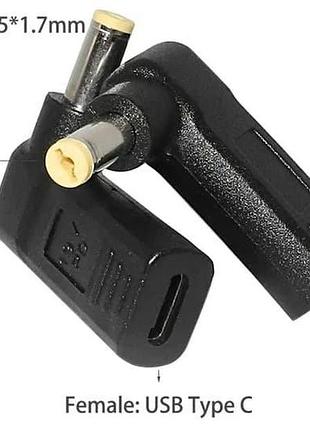 Переходник pd (power delivery) триггер 18-20v type-c (female) (max 5a, 100w) на 5.5x1.7mm з usb type-c