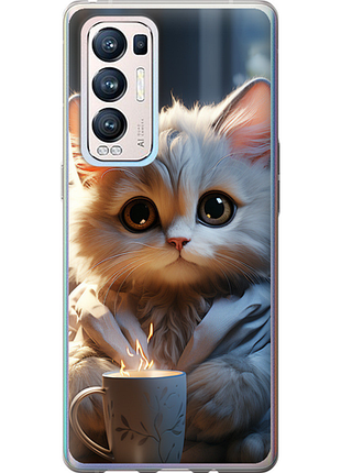 Чехол на oppo reno5 pro plus белый кот "5646u-2243-851"