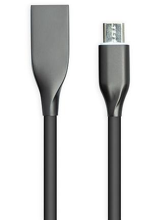 Кабель powerplant usb - microusb, 1м, силікон, чорний