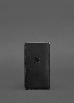 Кожаный чехол для iphone 12 черный краст