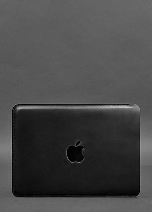 Кожаный чехол для macbook 14 дюйм черный crazy horse