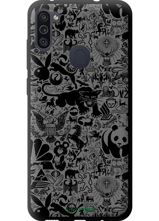 Чехол на samsung galaxy m11 m115f чёрно-серый стикер бомбинг "2432b-1905-8094", чехол для телефона