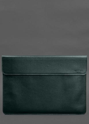 Кожаный чехол-конверт на магнитах для macbook pro 15 (2023) зеленый