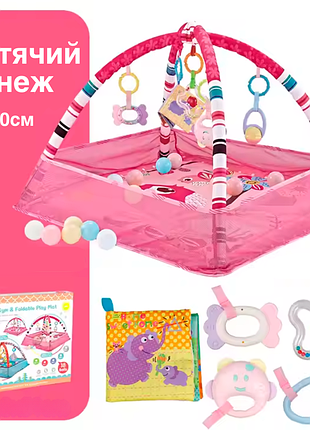 Игровой детский манеж, коврик для ползанья, развивающий коврик для малышей с игрушками, розовый