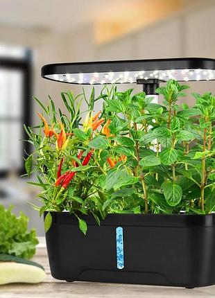 Гидропонная система гоубокс smart с led подсветкой для домашнего выращивания сада,мощность 15 вт посадочных мест 6