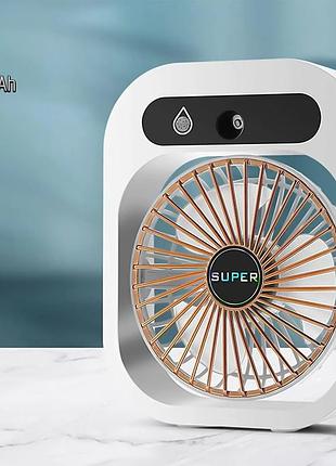 Мини вентилятор на аккумуляторе с распылением воды ice air conditioner fan белый, вентилятор портативный