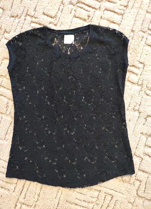 Zara trafaluc, женская футболка из кружева, черного цвета.