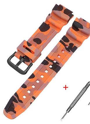 Ремінець для casio g-shock aq-s800/ae-1200 camo orange bk, ремінці для годинників