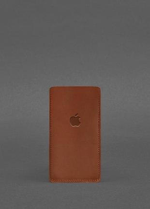 Кожаный чехол для iphone 13 светло-коричневый crazy horse