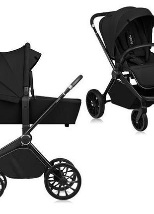 Универсальная коляска 2 в 1 lionelo mika plus 2in1 black onyx