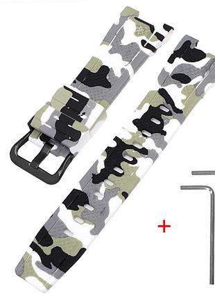 Ремешок для casio g-shock gst-w300 camo white bk, ремешки для часов