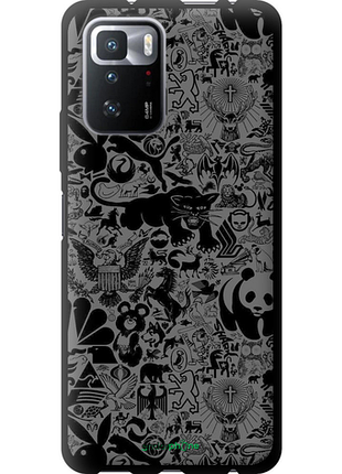 Чехол на xiaomi poco x3 gt чёрно-серый стикер бомбинг "2432b-2511-8094", чехол для телефона