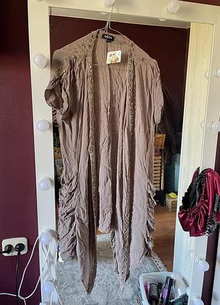 Накидка бежевого коричневого кольору бохо boho
