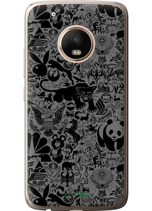 Чохол на motorola moto g5 plus чорно-сірий стикер бомбінг "2432u-1038-8094", чохол для телефона