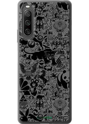 Чехол на sony xperia 10 iv чёрно-серый стикер бомбинг "2432u-2789-8094"