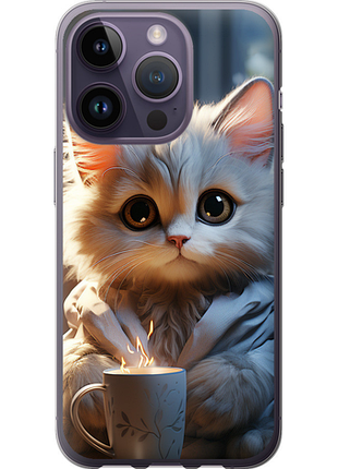 Чохол на iphone 14 pro білий кіт "5646u-2646-851"
