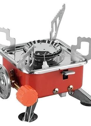 Туристическая газовая плита portable card type stove k-202 красная, портативная мини печь