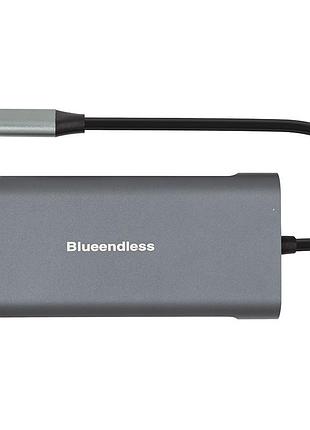Адаптер powerplant usb type-c - 2 x usb 3.0, 1x usb 2.0, 1x type c (pd), hdmi, sd, rj45